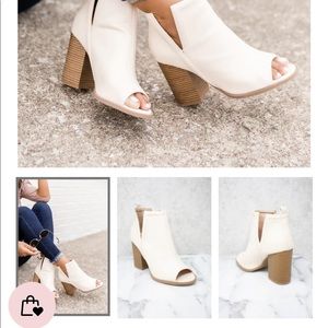 Beth Cream Booties (opened toe)